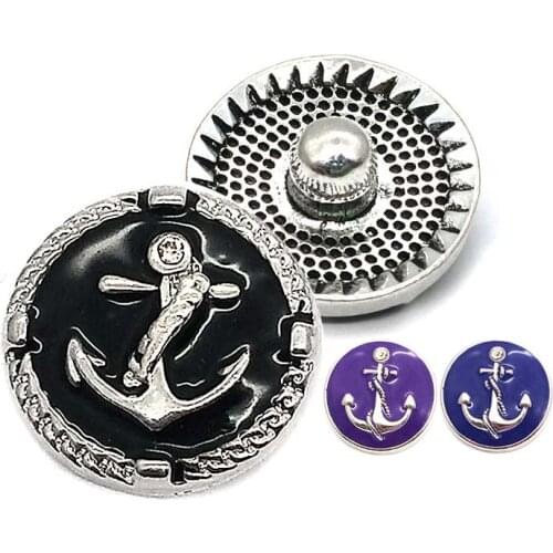 Metal Rhinestone Snap Buttons w095 Anchor Diy fit 18mm Snap button Necklaces/Bracelets for women