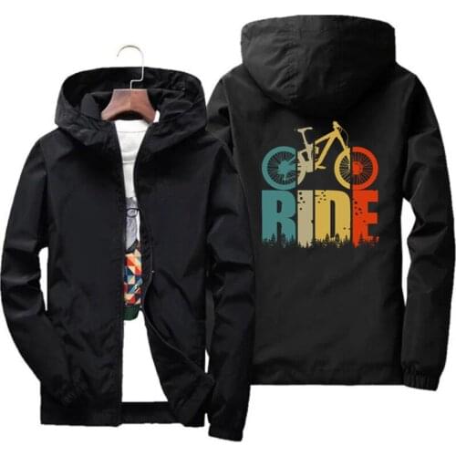 Ride Your Mountain Bike MTB Bomber Hooded Spring Autumn Mens Zipper Windbreaker Slim Fit Pilot Coat Clothing Jacket Coat 7XL