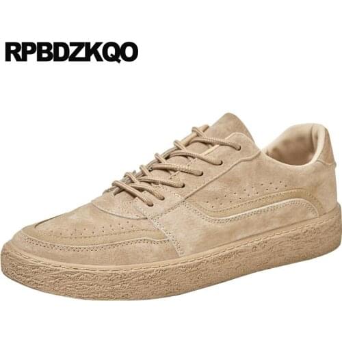 High Quality Sneakers Skate Flats Tan Hip Hop Italian 2021 British Style Suede Leather Men Shoes Designer Casual Brown Trainers