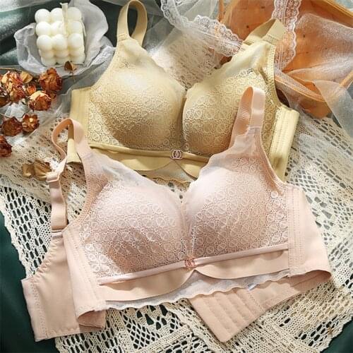Soft Lace No Steel Ring Small Chest Girly Underwear Thin Cup Breathable Comfortable Casual Gathering Tube Top Sexy Bra