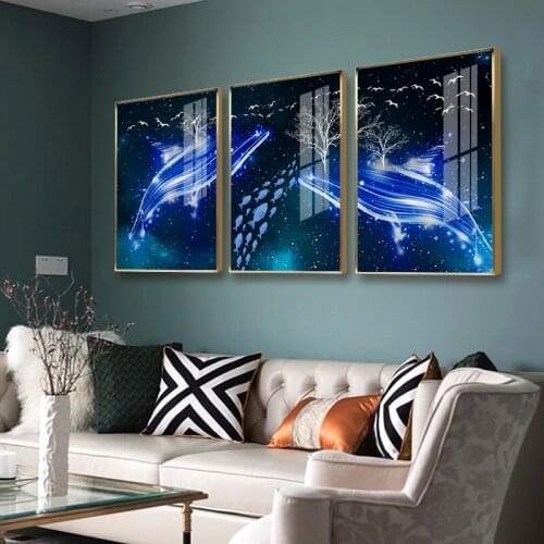 Wall Artwork Modular Poster Simple Nordic Abstract Home Decor Dream Blue Hd Print Picture Canvas Painting For Living Room