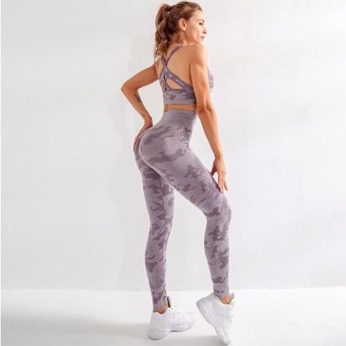 Wholesale Seamless Yoga Set High Waist Fitness Camouflage Clothing Sportswear Woman Gym Leggings Sexy Sports Suits