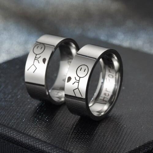 Couple PDA Rings His love Her Forever 8mm Titanium Steel lovers Public Display Affection Finger Ring Jewelry Findings Supply