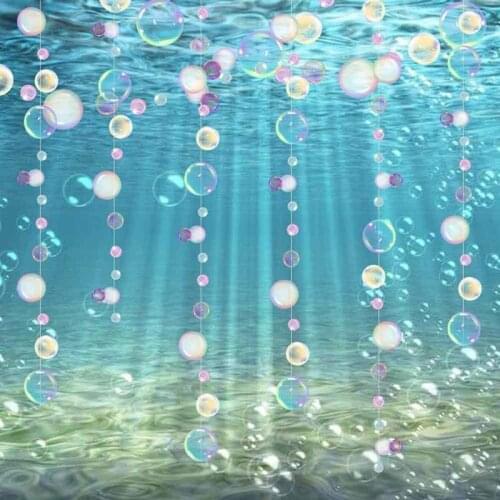PVC Clear Bubble Banner Mermaid Birthday Party Decorations Circle Hanging Garlands Under The Sea Theme First Birthday Party Deco