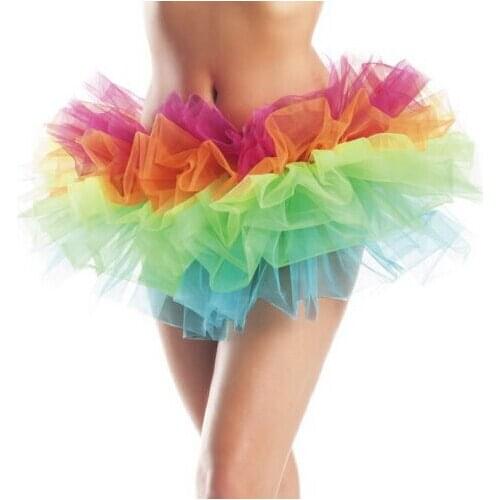 Adult Rainbow Organza Tutu petticoat Club Skirt