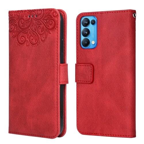 Luxury Leather Case for OPPO Reno5 Pro 5G Flower Embossing CPH2173 PEEM00 Wallet Flip Phone Case for OPPO Reno 5 Pro 5G Cover