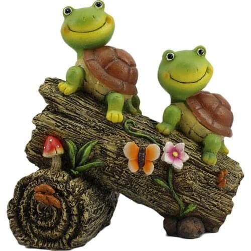 Solar Garden Statue Turtles Figurine - Frog Face Turtles Resin Figurine Yard Decor with LED Lights Outdoor Sculptures Art Decor