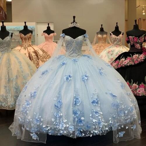 2021 Pink White Princess Quinceanera Dress with Cape Wrap Appliques Sequins Flowers Party Sweet 16 Gown Vestidos De 15 Años XV