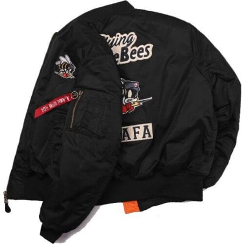 Outdoor Function Tooling Retro MA-1 Flight Little Bee EEmbroidery Sticker Vintage American Baseball Uniform Mens Bomber Jacket