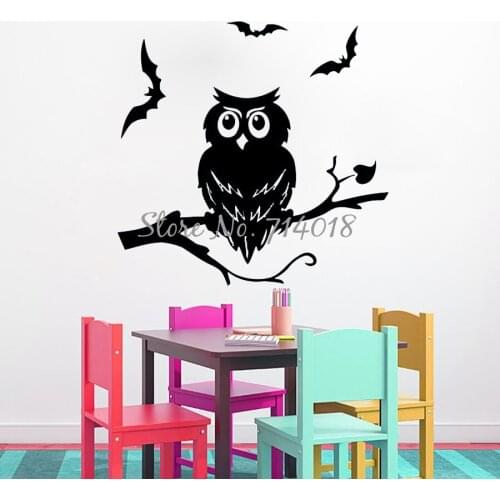 Night Owl On Branch Vinyl Wall Sticker Halloween Wall Decals Home Decor Wall Art Halloween Festival Party Poster Wallpaper A987