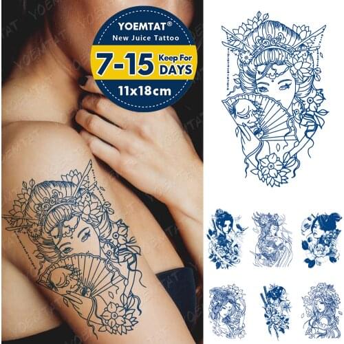 Juice Ink Tattoos Body Art Lasting Waterproof Temporary Tattoo Sticker Prajna Japan Tatoo Arm Fake Geisha Tatto Women Men