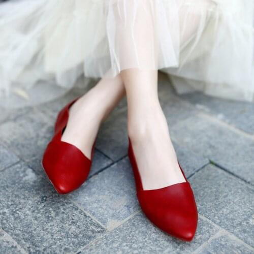 Designer Shoes Genuine Leather Slip-on For Women Handmade Pointed Toe Flats Green/Yellow/Red/Black/Grey