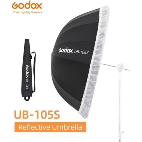 Godox UB-105S 41 inch 105cm Parabolic Black Reflective Umbrella Studio Light Umbrella with Black Silver Diffuser Cover Cloth