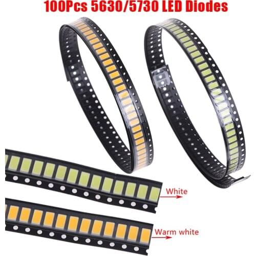 100Pcs 5630/5730 LED Diodes 0.2W-60Ma White/Warm white Light SMD LED Beads