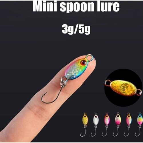 2Pcs/lot Metal Fishing Spoon Lure 3g/5g trout Spoon Artificial Baits With Single Hook Jig baits 3D Eyes Fishing Tackle