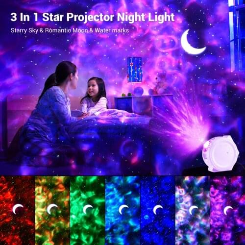 3 In 1 Wifi Galaxy Star Projector Lamp USB Voice Control Moon And Star Switch Night Light LED Ambient Atmosphere Lamp Dropship