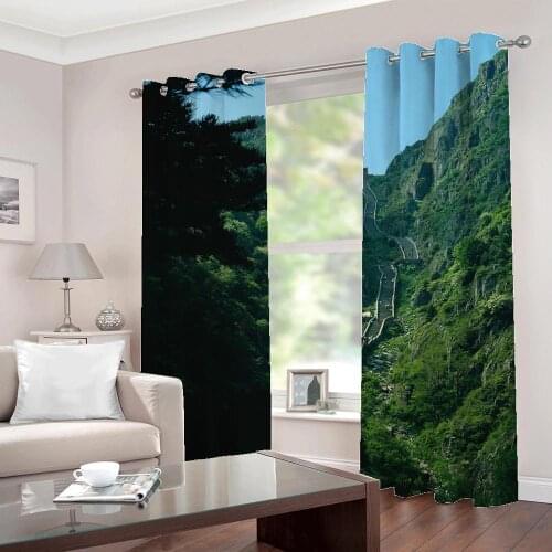 Custom 3D Forest Path Nature Scenery Painting Large Window Curtains for Living Room Bedroom Home Decor Drapes Sets