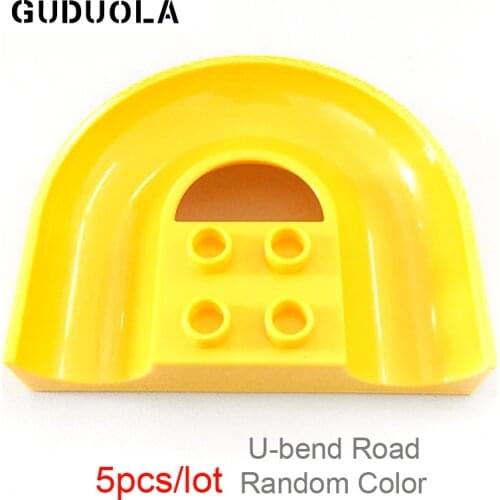 5pcs/lot U-bend Road Big Bricks Marble Race Run Maze Balls Track Funnel in Blocks Duplo Building Blocks Toys