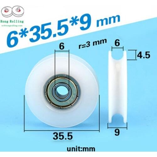 6*35.5*9 U-groove door or window nylon wheels/rollers/pulleys diameter 35.5mm,thickness 9mm, bearing 626 bore 6mm
