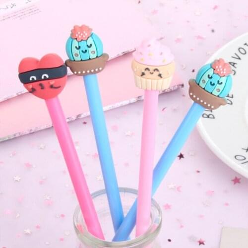 60pcs per set new fresh black gel pen love potted gel pen learning stationery wholesale Kawai stationery office supply