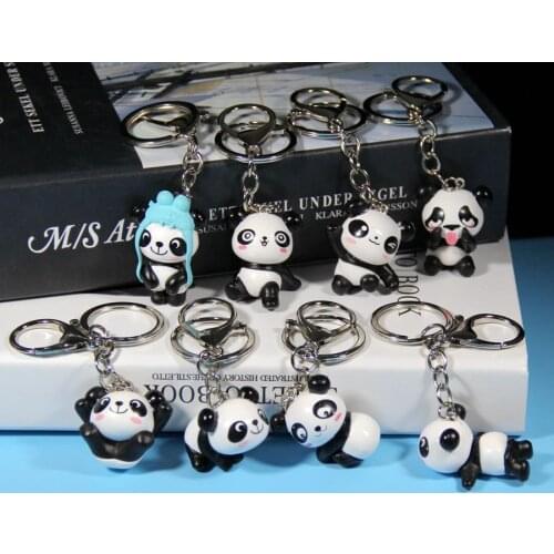 8pcs Cute Panda Key Rings Keychain Mix color Kids Birthday Party Favors Xmas New Year Party Gifts For Friends