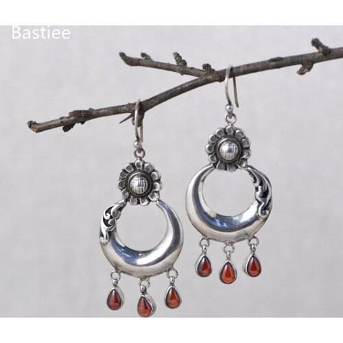 Bastiee Earings Fashion Jewelry 925 Sterling Silver Earrings Gifts For Women Drop Earrings Vintage Jade Silver