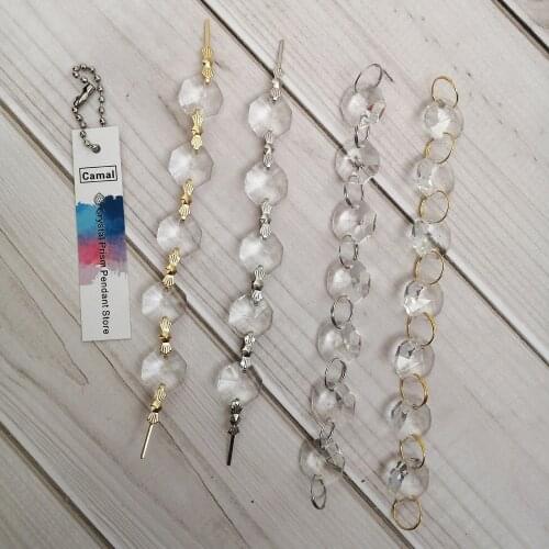 Camal 50cm/1.64ft 1m/3.3ft 14mm Crystal Octagonal Bead Chain Garland Chandelier Lamp Part Curtain Craft Ornamemt Home Decoration