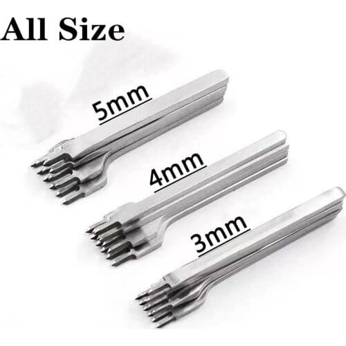 4pcs/set 3/4/5mm Leather Punch Tools 1+2+4+6 Prong Hole Punches Stitching Punch Tools DIY Leather Chisel Set for Purses Belt