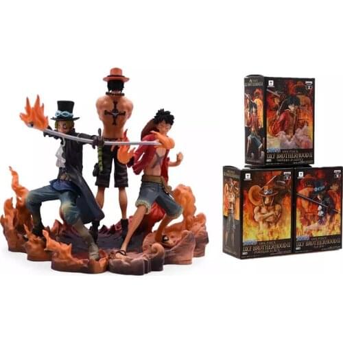 3PCS anime figurine Monkey D Luffy Ace Sabo Three brothers set PVC Action Figure Collection Model Toys doll 14-17CM