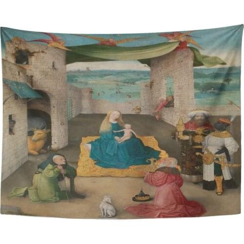 Tapestry The Adoration of Magi by Hieronymus Bosch 1475 Netherlandish Northern Renaissance Painting is Presented Tapestries Wall