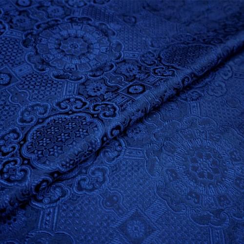 Classical Blue Brocade Damask Jacquard Fabric Apparel Upholstery Cushion Curtain DIY Clothing Patchwork Material BY meter
