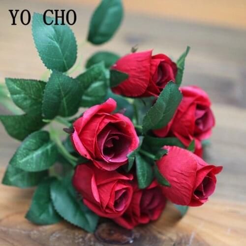 Red Rose Artificial Flowers Silk Bouquet Small Bunch Rose Flores for Wedding Table Decor Fake Flowers White for Home Table Decor