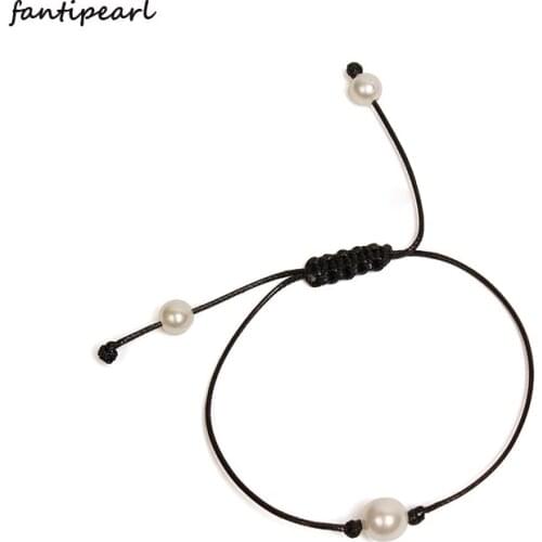 Summer Female Necklace Jewelry Single Pearl Bracelet Female Hand-knotted Leather Rope Adjustable Bracelet Bracelet