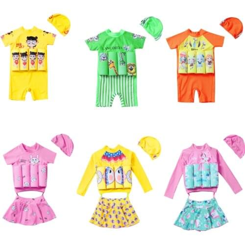 Summer Unicorn Swimsuit for Girls and Boys with Swimming Ring Swimwear with Buoyancy Kids Sports Suit Childrens Beach Wear