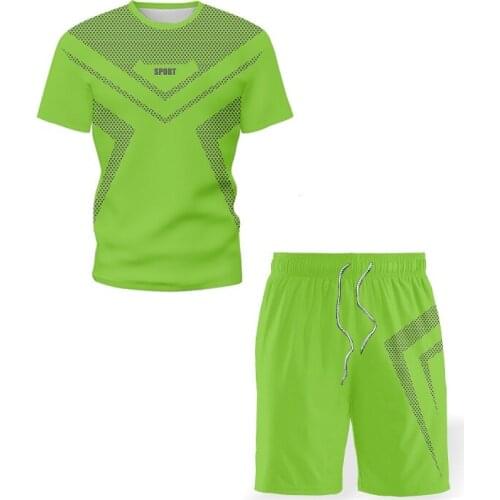 2021 Mens Sets 3D T-shirt Shorts Men Tshirts Set Summer Breathable Casual T Shirt Running Set Fashion Printed Male Sport Suit