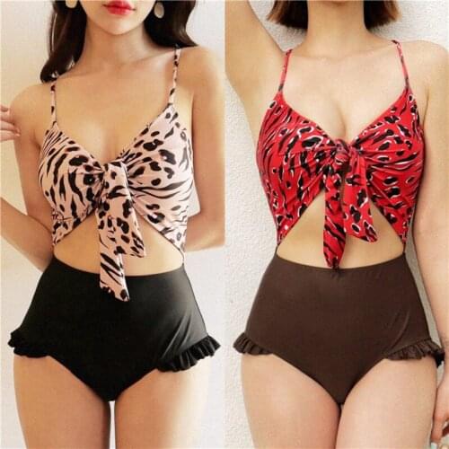 2021 new one-piece swimsuit female Japanese and Korean girl halter strap high waist slim bikini swimsuit