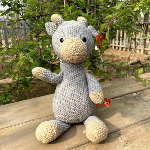 35cm Grey Color Deer Stuffed Plush Toy, Knitting Woolen Giraffe Doll Kids Baby Toy, Brithday Gift