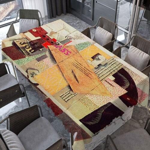 3D Print Painting Style Table Cloth Retro Artistic Rectangular Tablecloths Homestay Party Anti-stain Dinner Coffee Table Cover
