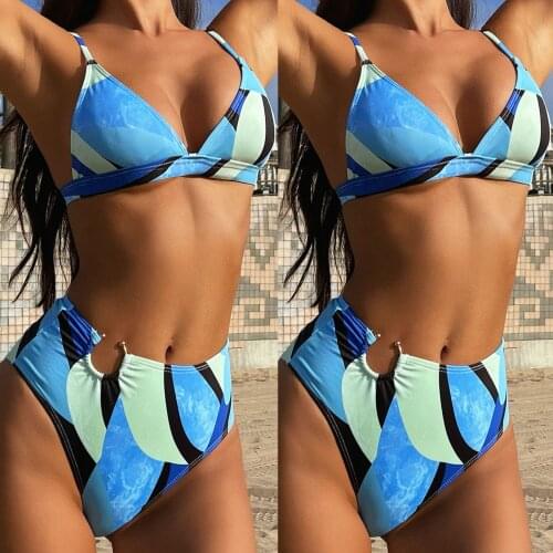 SAGACE Fashion womens sexy solid bikini two piece suit swimsuit women 2 pieces high waist plus size купальник