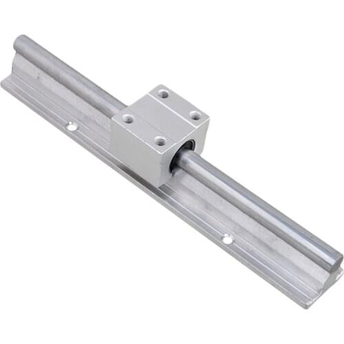 Silver Open Roller Bearing Slide Block & L200mm SBR10 Linear Bearing Rail Guide with 10mm Dia Shaft for CNC Machine Set of 2