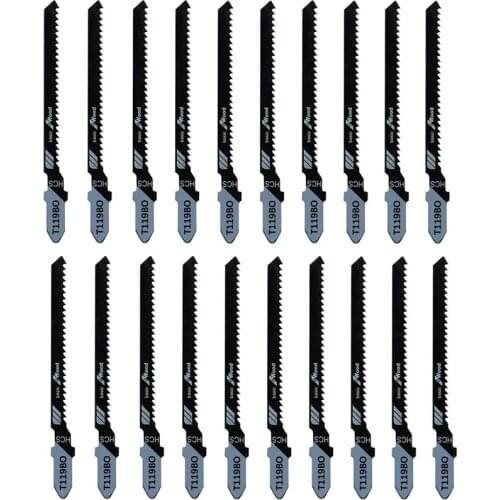 SHGO HOT-20-Piece T119BO 12 TPI Assorted T-Shank Scrolling Jig Saw Blades Set for Precision Cutting Wood