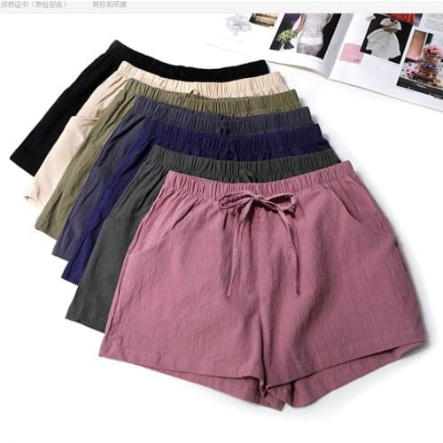 Women Summer Cotton Shorts Plus Size Loose High Waist Shorts Wide Leg Flax Sport Casual Students Fashion Harajuku Streetwear