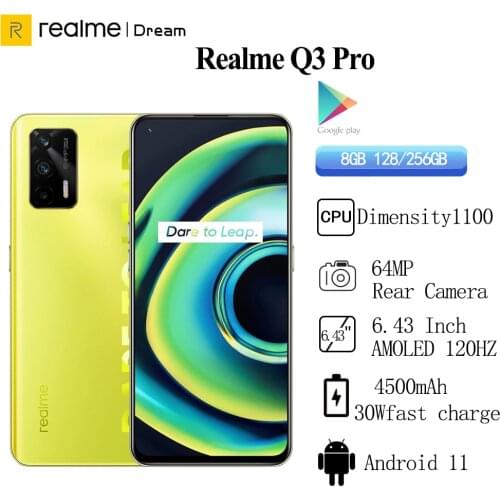 Realme Q3 Pro 5G Smartphone 6GB RAM 128GB ROM 6.43inch AMOLED 120Hz 4500mAh Dolby Atmos 64MP Cell Phones