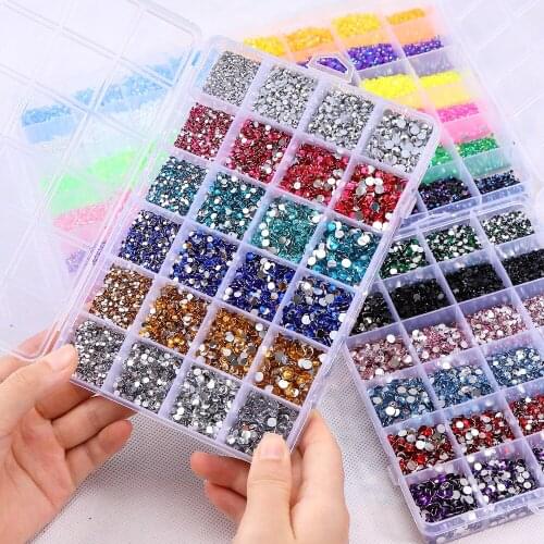 16500pcs/Box Crystal Glass AB Rhinestones Set Non Hot Fix Resin Flatback Strass For Sewing Fabric Garment Nail Art Decoration