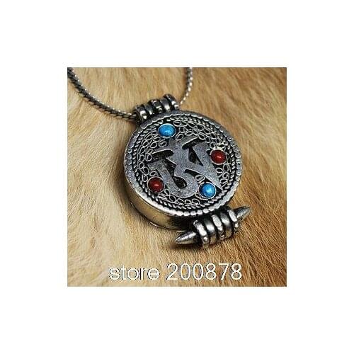 Tibetan Prayer Box Tibetan Amulet Pendants Small OM Amulets Round GAU Amulet Locket TGB009