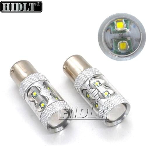 HIDLT 1 Pair High Bright Cree Chip 50W White Yellow LED 1156 BA15S Car LED Reverse Lights 80W 1156 Turn Signals Auto Lamp