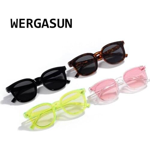 WERGASUN New Sunglasses Men Women Fashion Round cat eye Sunglasses Frame Brand Designer Driving Sun Glasses Oculos De Sol UV400