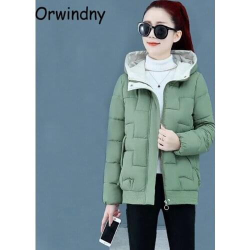 Orwindny Winter Jacket Women Loose M-3XL Parkas Hooded Thicken Warm Wadded Coat Solid Fashion Short Clothing