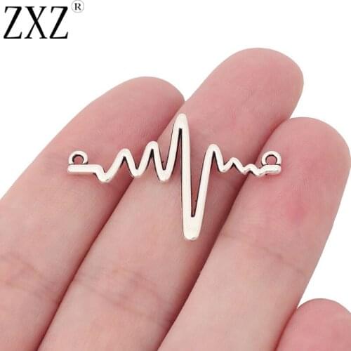 ZXZ 20pcs Tibetan Silver Heartbeat Electrocardiogram Pulse EKG Rhythm Charms Pendants for Necklace Bracelet Jewelry Making
