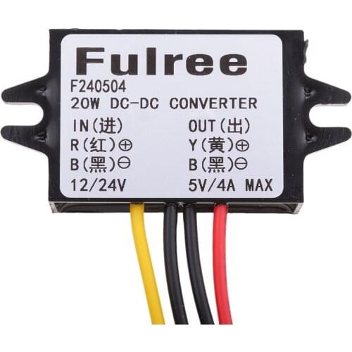 12V/24V To 5V 4A 20W Car LED Power Supply Waterproof